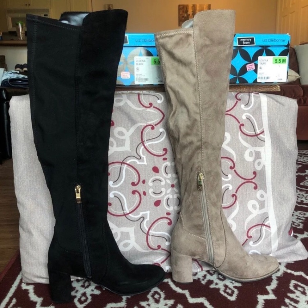 Faux suede knee high boot bundle